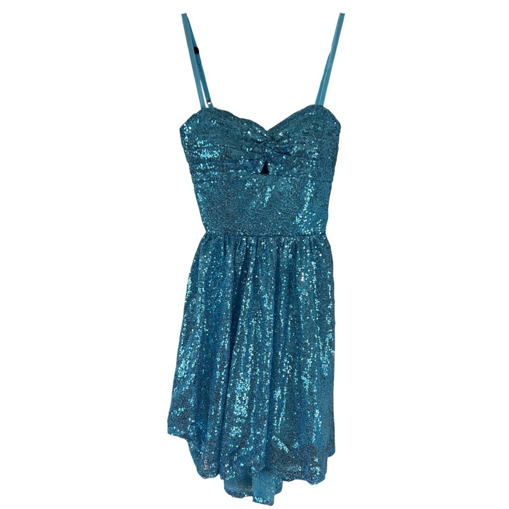 Sparkling Teal Sequin Mini Dress - Sleeveless Party Dress